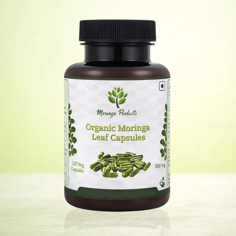Moringa Products Australia Leaf Capsules Moringa Products Australia Organic Moringa Leaf Capsules bottle shown in the Moringa Capsules comparison.