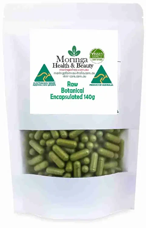 Australian Moringa Shop Encapsulated Moringa Australian Moringa Shop encapsulated moringa pouch with green capsules shown in the Moringa Capsules review.